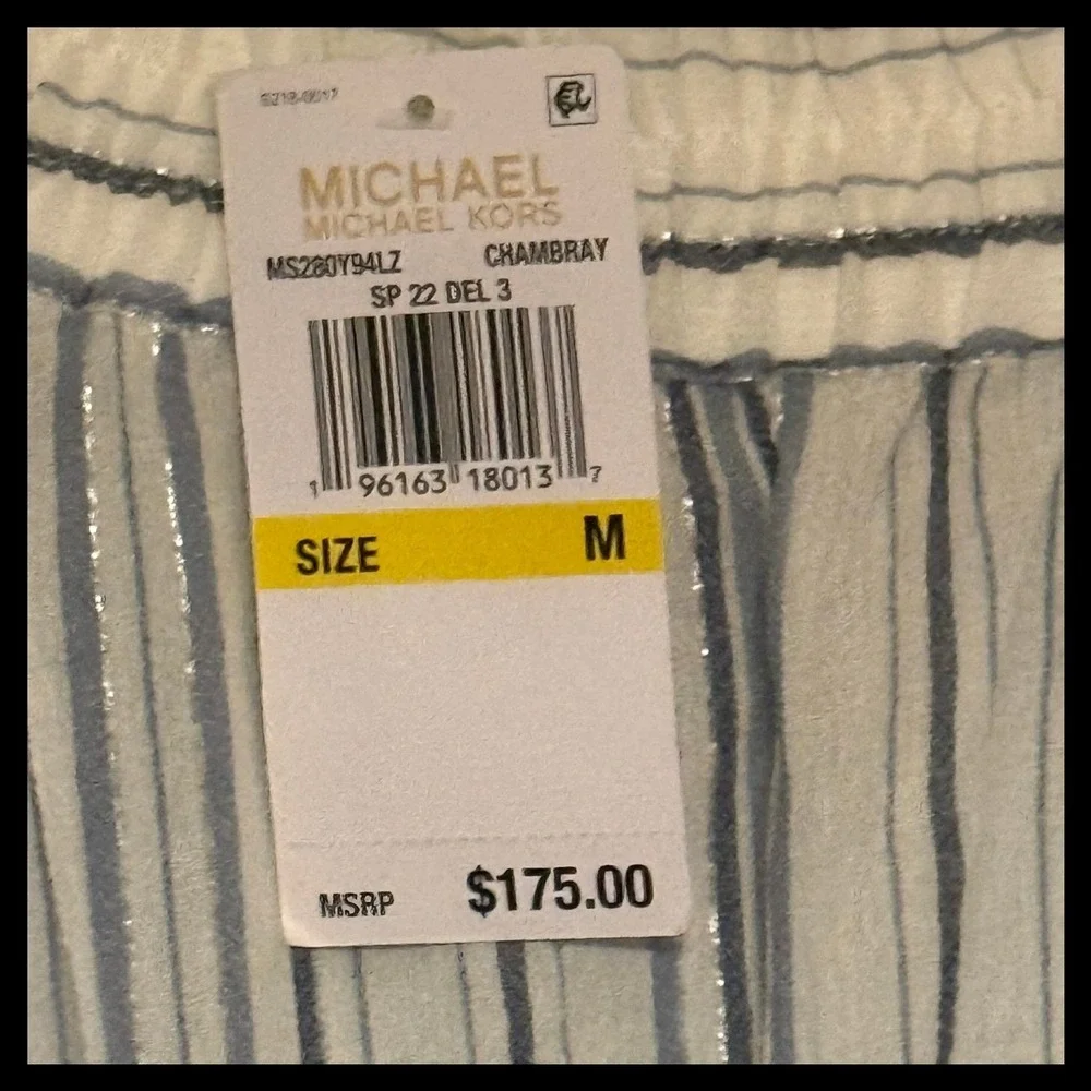 NWT MICHAEL KORS Chambray Off The Shoulder Jumpsuit/Romper‎ Wide Leg Medium